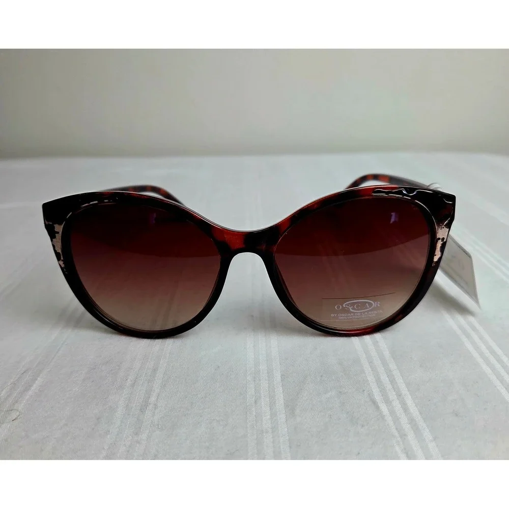 Oscar de la Renta Womens Tortoise Shell Oversized Sunglasses UV Protection Brown
